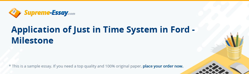 Application of Just in Time System in Ford - Milestone