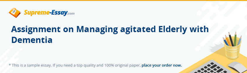 Assignment on Managing agitated Elderly with Dementia