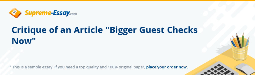 Critique of an Article 