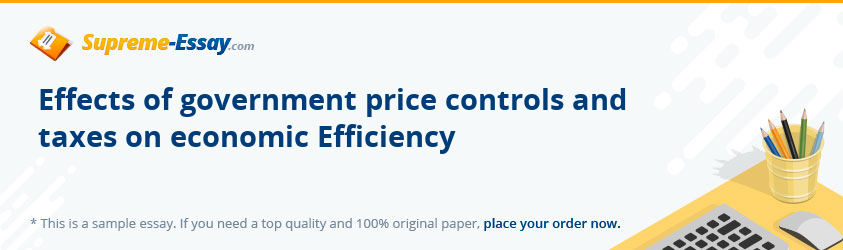 Effects of government price controls and taxes on economic Efficiency