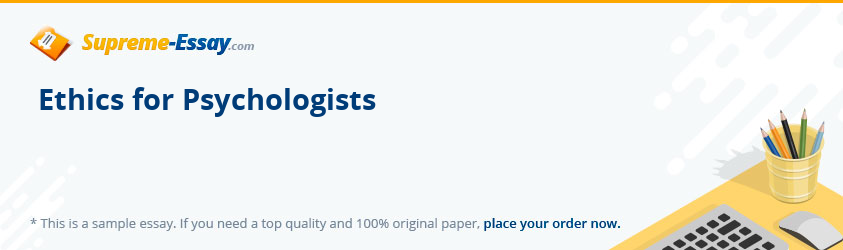 Ethics for Psychologists