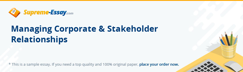 Managing Corporate & Stakeholder Relationships