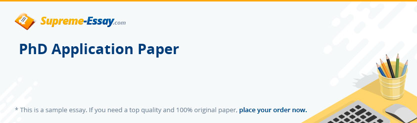 PhD Application Paper