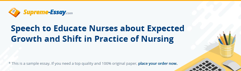 Speech to Educate Nurses about Expected Growth and Shift in Practice of Nursing